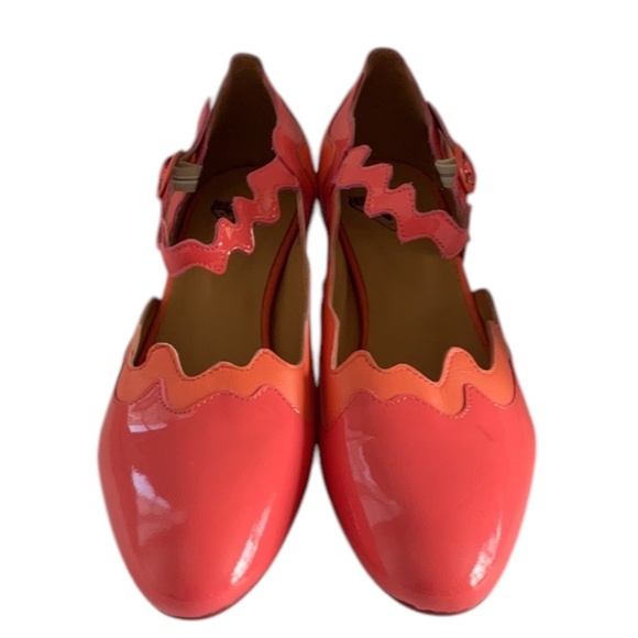 John Fluevog FAIRWAY TRIVIALIS WAVY MARY JANE Shoes Pink Orange, size 7.5 - Picture 5 of 16